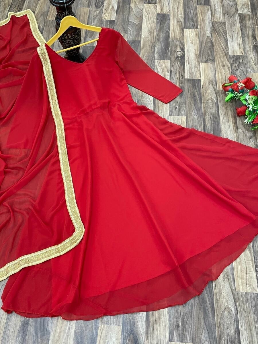 54174 SIMPLE DESIGNER GEORGETTE GOWN WITH DUPATTA
