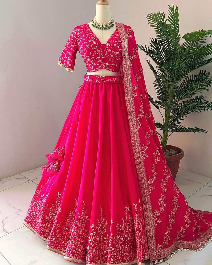 68103 FANCY GEORGETTE EMBROIDERY SEQUENCE WORK LEHENGA CHOLI WITH DUPATTA