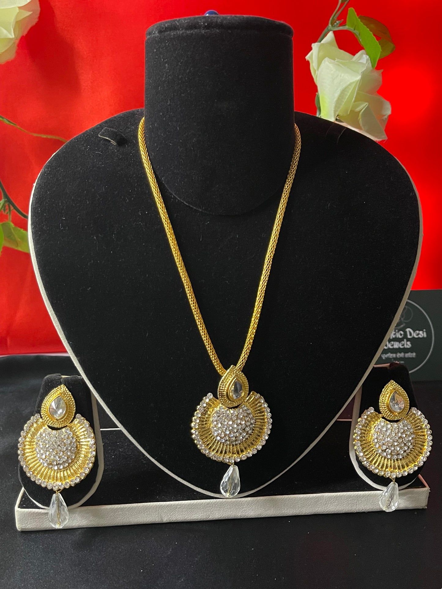 Simple Kundan Pearl Drop Set