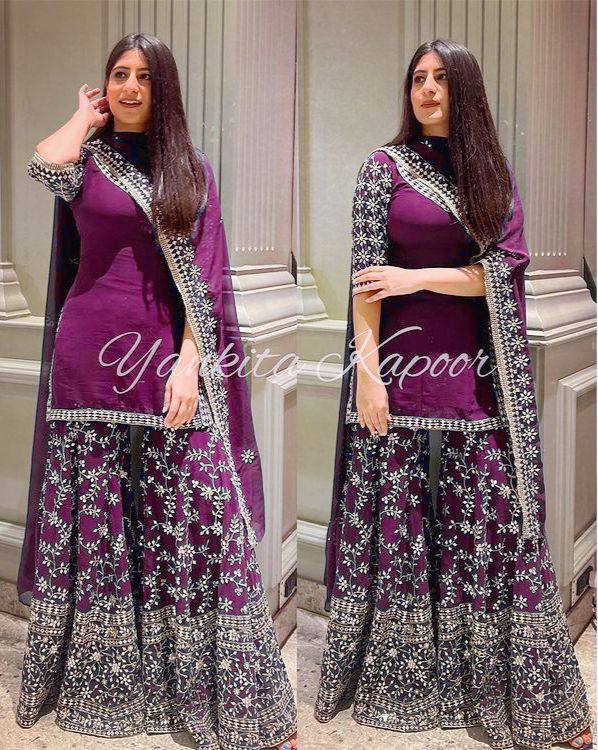 EG35242 GEORGETTE SEQUENCE WORK TOP PALAZZO WITH DUPATTA