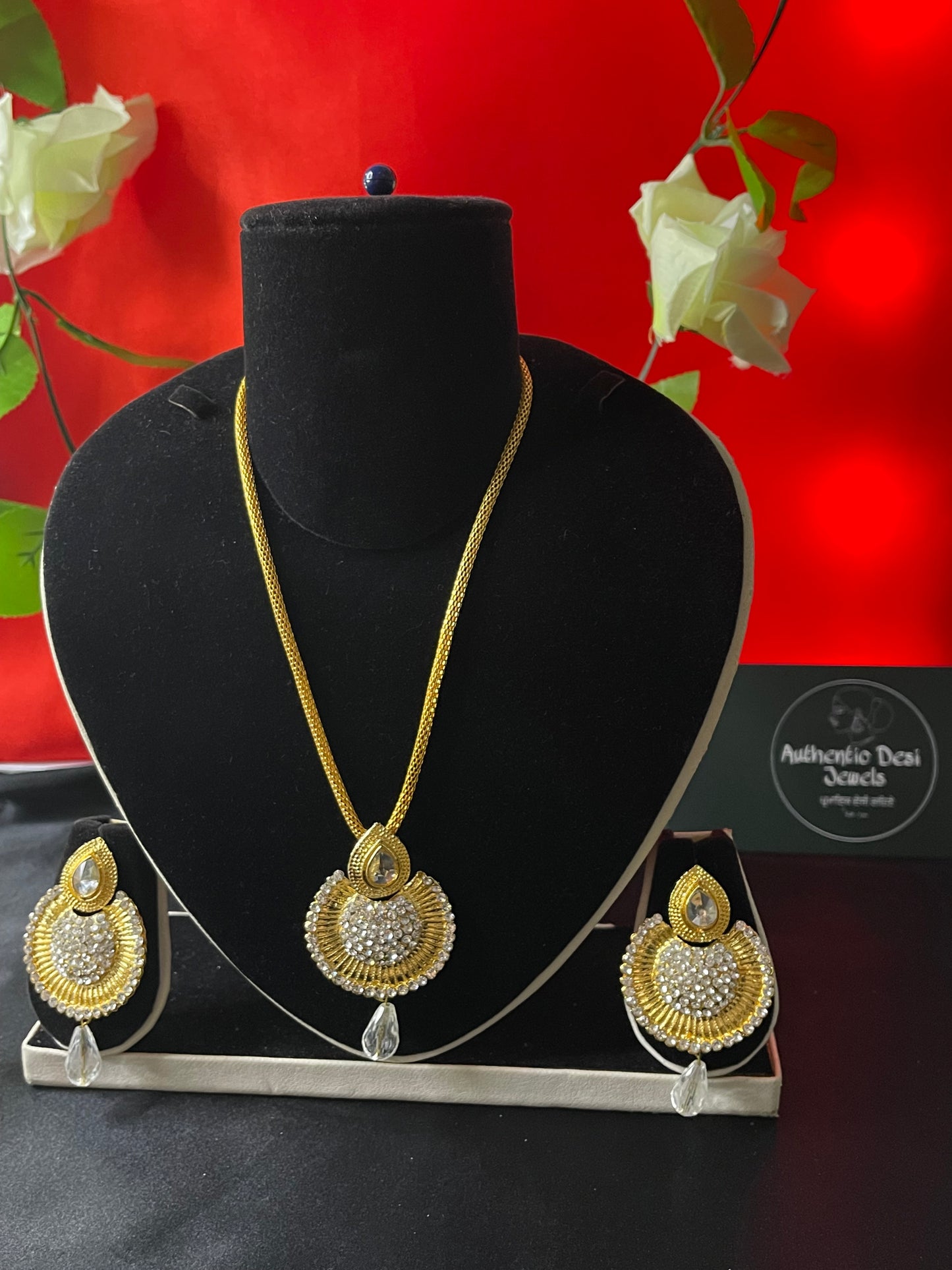 Simple Kundan Pearl Drop Set